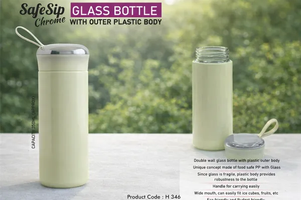 Safesip_Chrome_Glass_Water_Bottle_With_Outer_Plastic_Body
