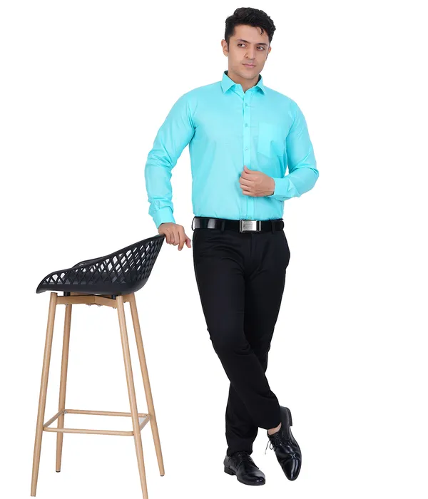 Turquoise_Blue_Cotton_Shirt_For_Men