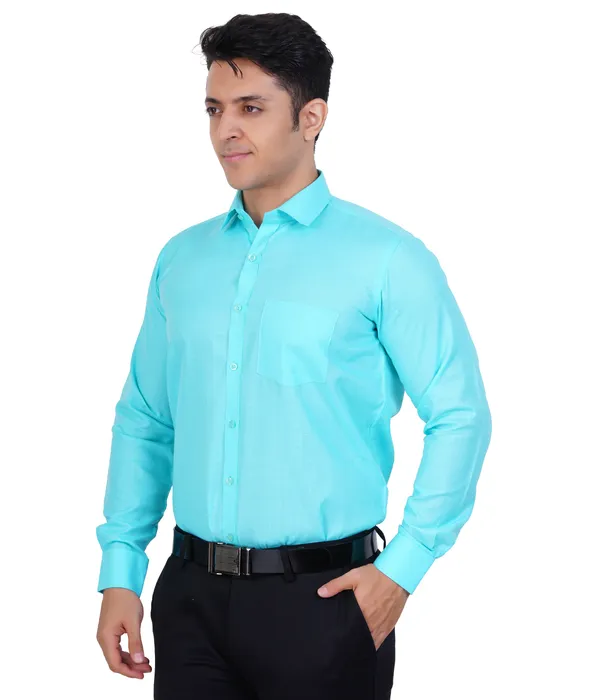 Turquoise_Blue_Cotton_Shirt_For_Men