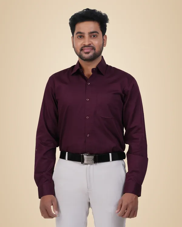 Maroon_Satin__Cotton_Shirt_For_Men