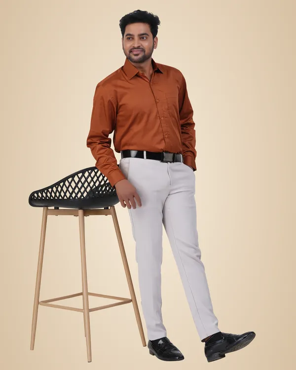 Rust_Orange_Satin_Cotton_Shirt_For_Men