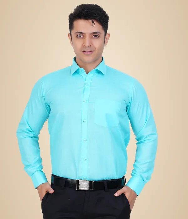 Turquoise_Blue_Cotton_Shirt_For_Men