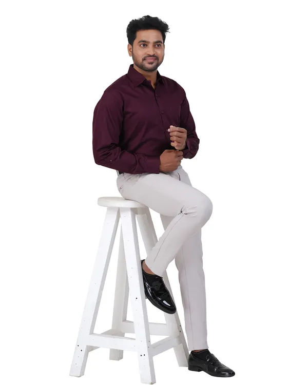 Maroon_Satin__Cotton_Shirt_For_Men