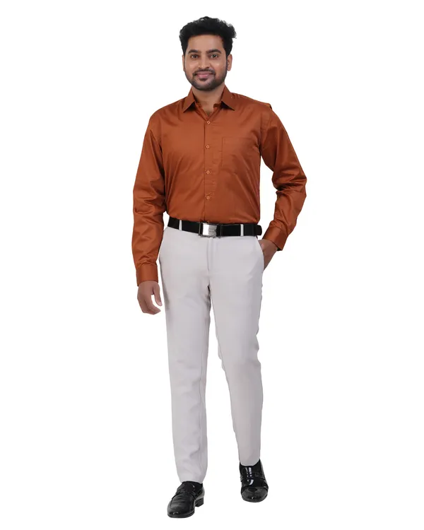 Rust_Orange_Satin_Cotton_Shirt_For_Men