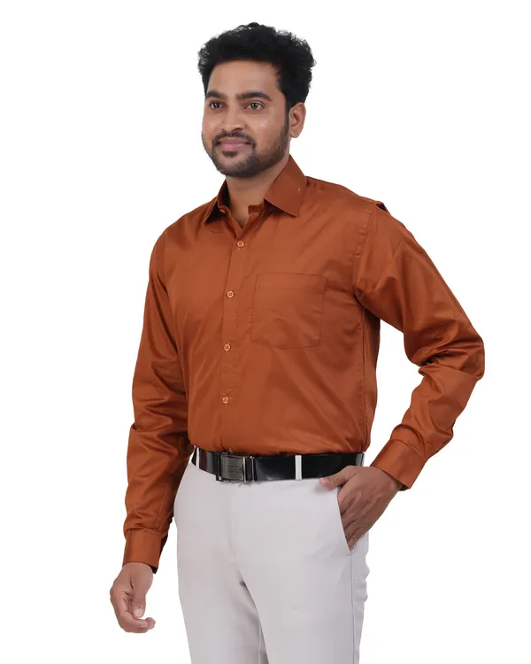 Rust_Orange_Satin_Cotton_Shirt_For_Men