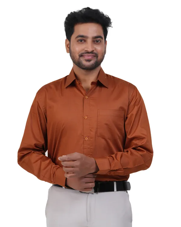 Rust_Orange_Satin_Cotton_Shirt_For_Men