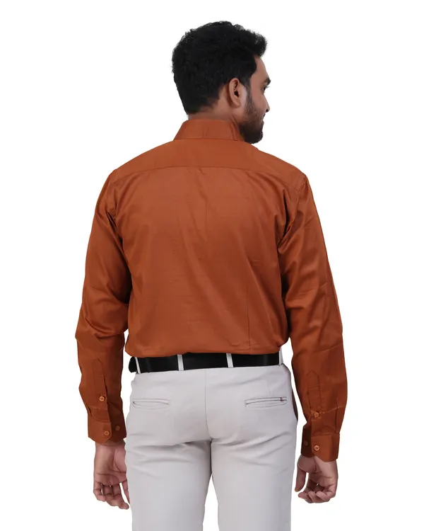 Rust_Orange_Satin_Cotton_Shirt_For_Men