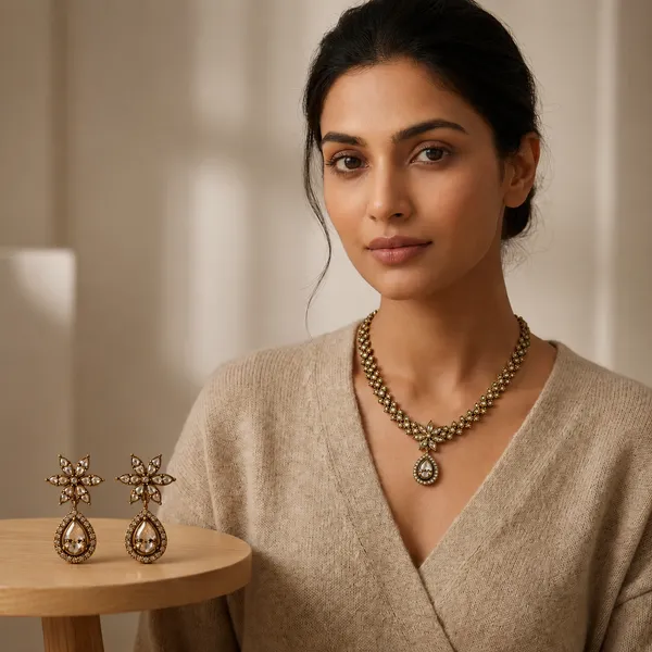 Antique_Gold_Toned_Elegant_Crystal_Stone_Necklace_Set_With_Matching_Earrings