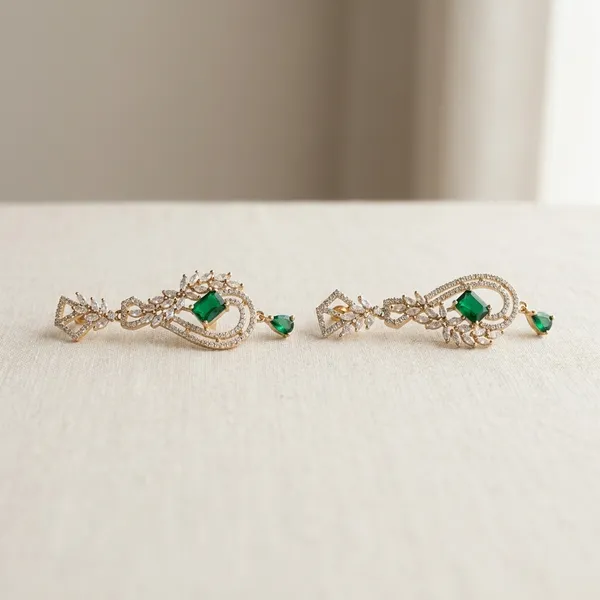 Green_Elegant_Stone_Studded_Drop_Earrings