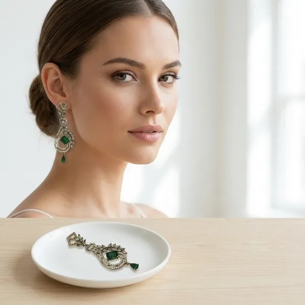 Green_Elegant_Stone_Studded_Drop_Earrings
