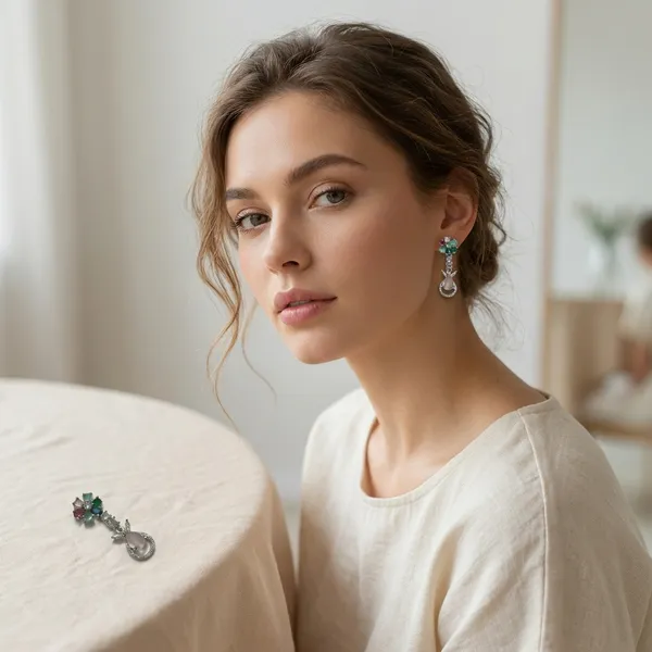 Multicolor_Elegant_Stone_Drop_Earrings_With_Pink_Pearl_Accent