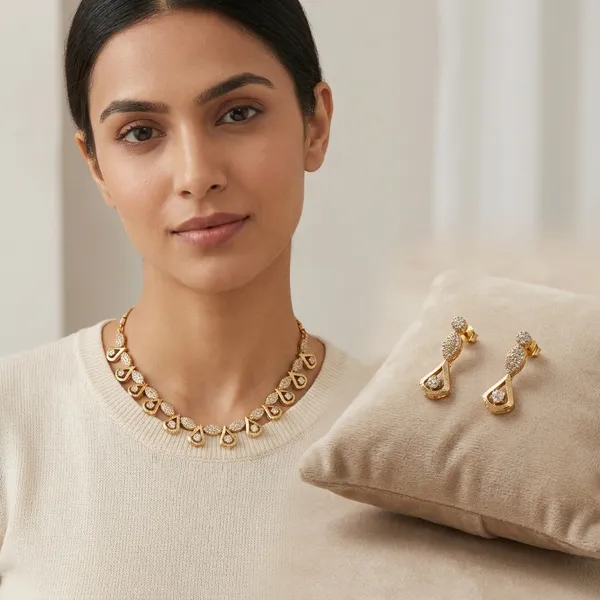 Gold_Toned_Traditional_Necklace_And_Earring_Set_With_Peacock_Motif