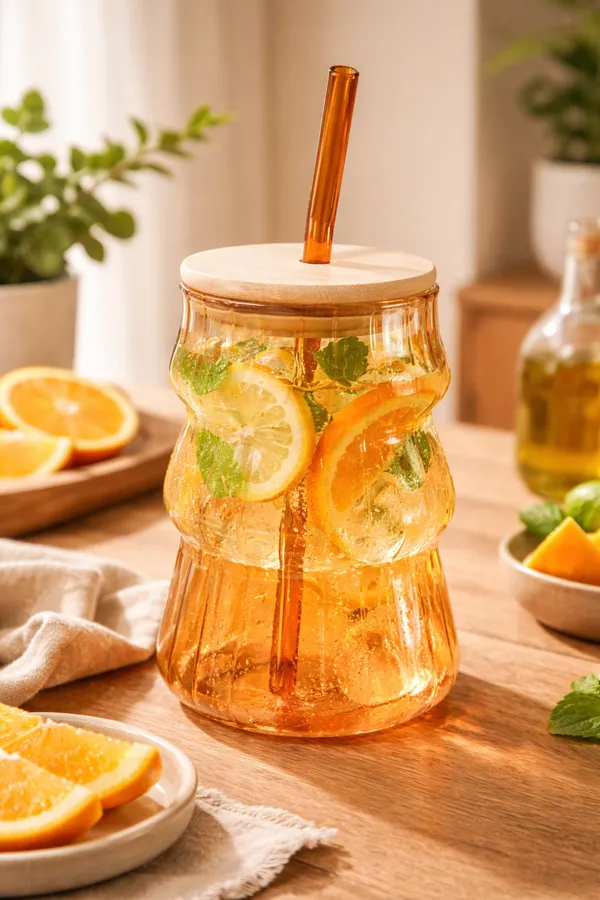 Amber_Ripple_Glass_Tumbler_With_Wooden_Lid_Glass_Straw_Set_Of_2_480Ml