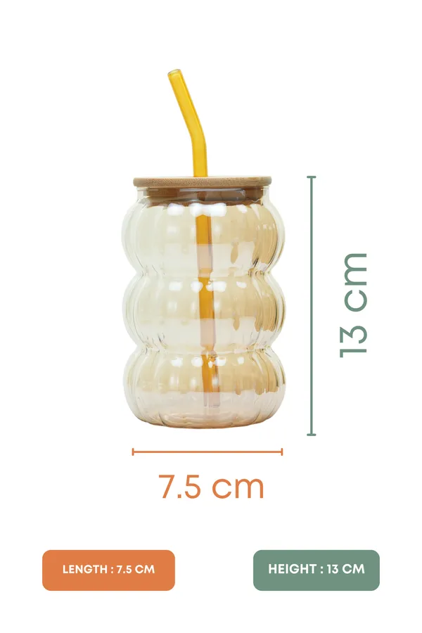 Amber_Hive_2_0_Glass_Tumbler_With_Wooden_Lid_Glass_Straw_Set_Of_2_600Ml