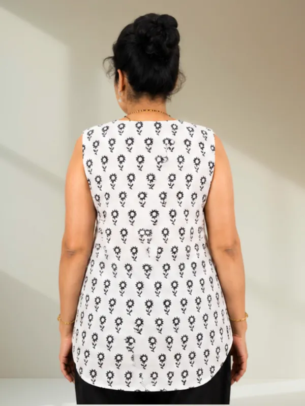 White_Floral_Print_Sleeveless_Top