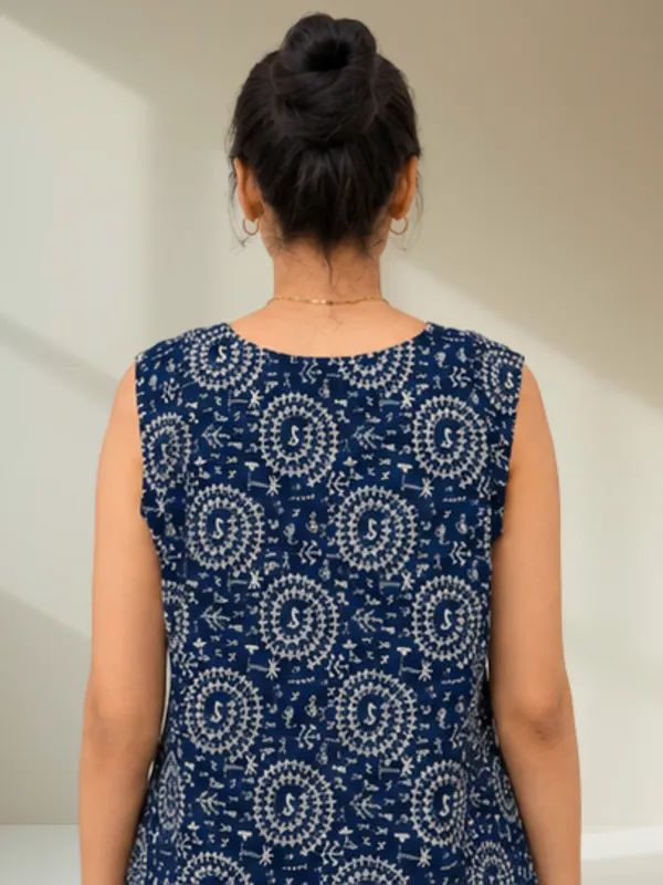 Navy_Blue_Warli_Print_Sleeveless_Top_for_Women