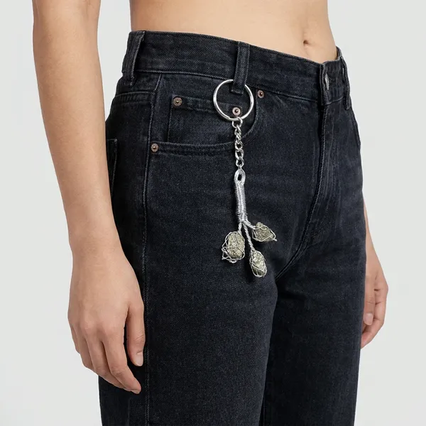 Silver_Lightweight_Pyrite_Stone_Keychain_For_Unisex_(Pack_fo_2)