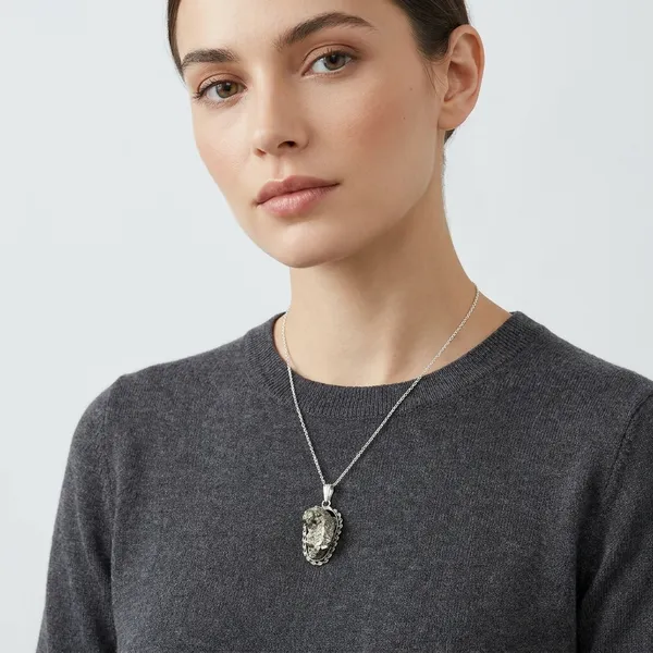 Silver_Natural_Pyrite_Crystal_Pendant_For_Unisex