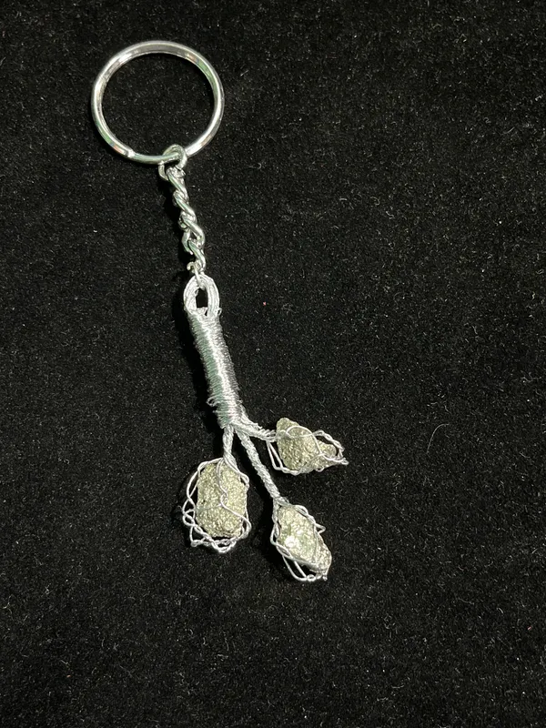 Silver_Lightweight_Pyrite_Stone_Keychain_For_Unisex_(Pack_fo_2)