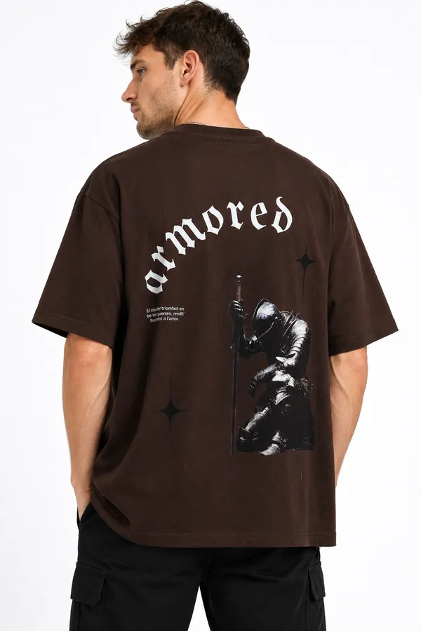 Dark_Brown_Armored_Printed_Cotton_T-Shirt_For_Men