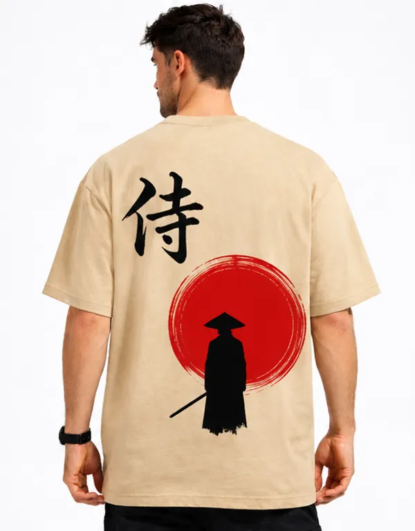 Beige_Samurai_Printed_Cotton_T-Shirt_For_Men