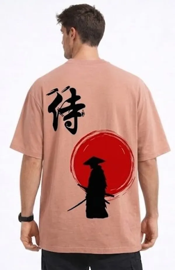 Rose_Pink_Samurai_Printed_Cotton_T-Shirt_For_Men