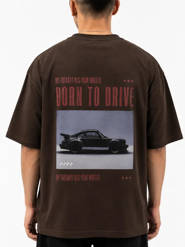 Dark_Brown_Born_To_Drive_Printed_Cotton_T-Shirt_For_Men