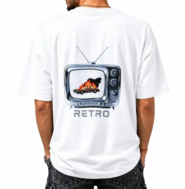 White_Retro_Printed_Cotton_T-Shirt_For_Men