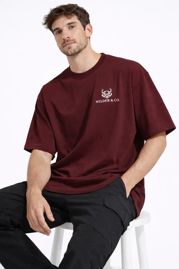 Maroon_Unbothered_Printed_Cotton_T-Shirt_For_Men