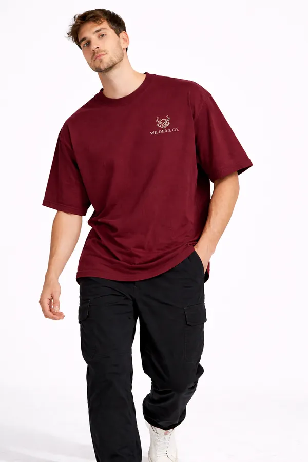 Maroon_Beholden_Printed_Cotton_T-Shirt_For_Men
