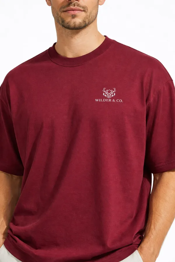 Maroon_Legacy_of_The_Wild_Printed_Cotton_T-Shirt_For_Men
