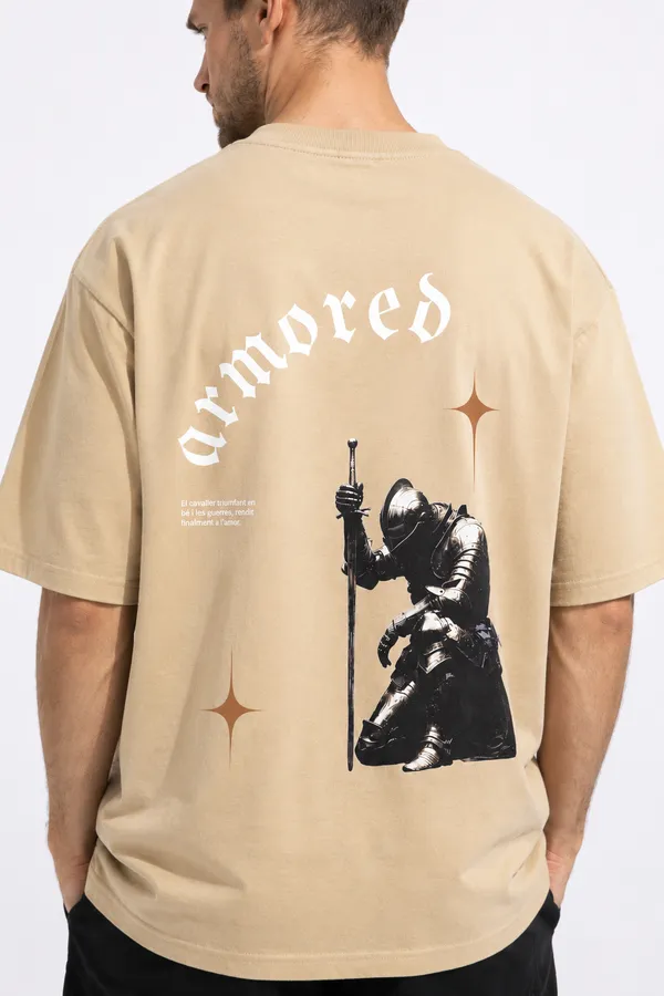 Beige_Armored_Printed_Cotton_T-Shirt_For_Men