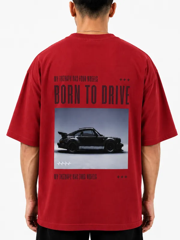Red_Born_To_Drive_Printed_Cotton_T-Shirt_For_Men