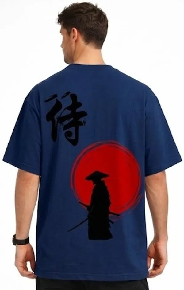 Navy_Samurai_Printed_Cotton_T-Shirt_For_Men