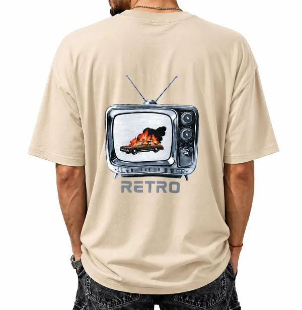 Beige_Retro_Printed_Cotton_T-Shirt_For_Men