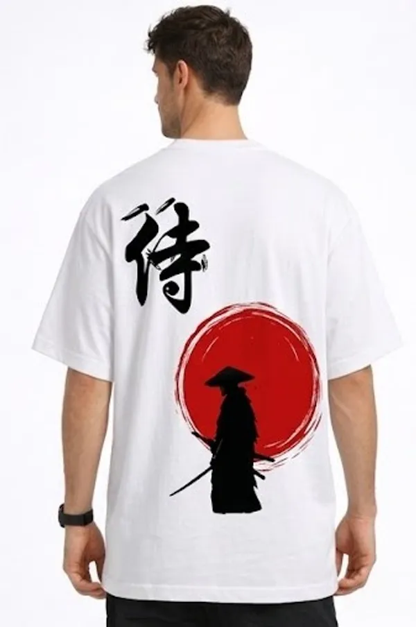 White_Samurai_Printed_Cotton_T-Shirt_For_Men