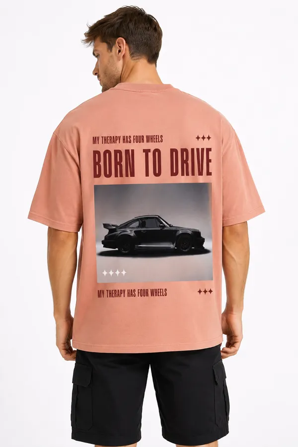 Rose_Pink_Born_To_Drive_Printed_Cotton_T-Shirt_For_Men