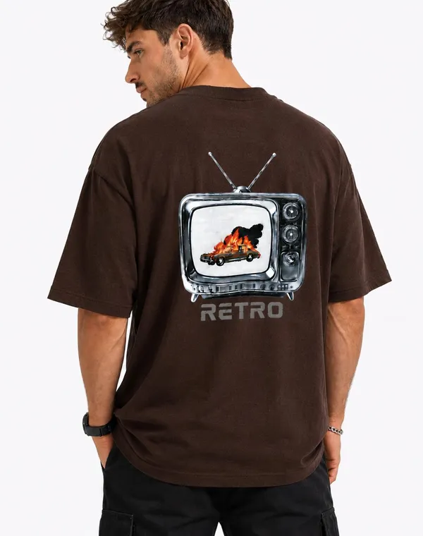Dark_Brown_Retro_Printed_Cotton_T-Shirt_For_Men
