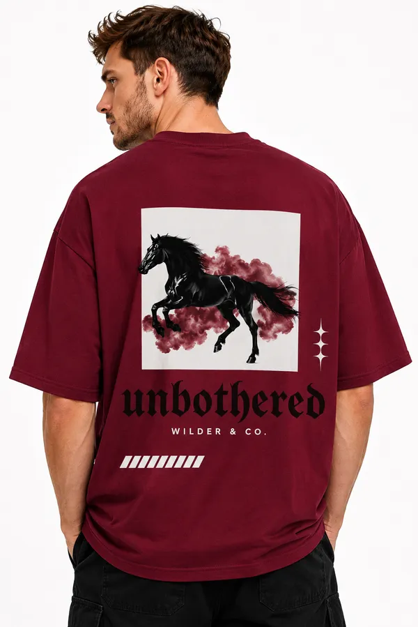 Maroon_Unbothered_Printed_Cotton_T-Shirt_For_Men