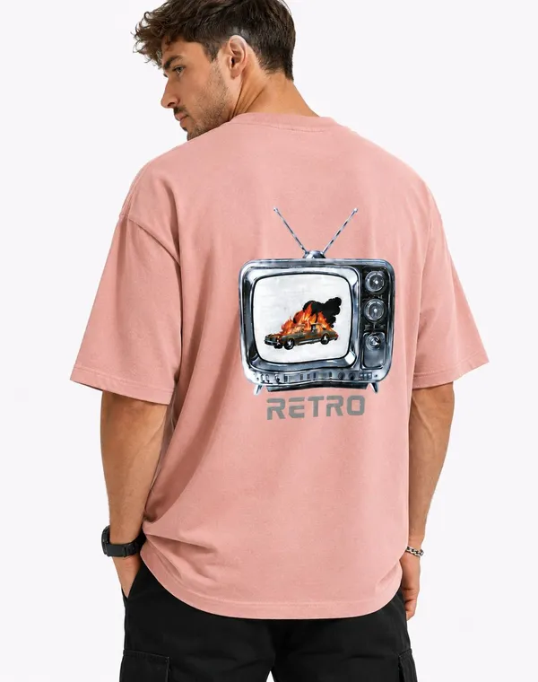 Rose_Pink_Retro_Printed_Cotton_T-Shirt_For_Men