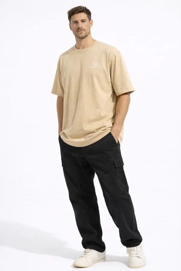 Beige_Cotton_T-Shirt_For_Men