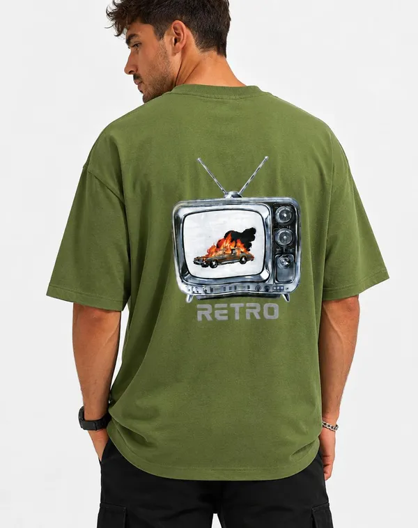 Army_Green_Retro_Printed_Cotton_T-Shirt_For_Men