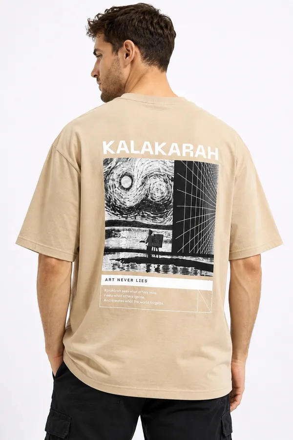 Beige_Kalakarah_Printed_Cotton_T-Shirt_For_Men