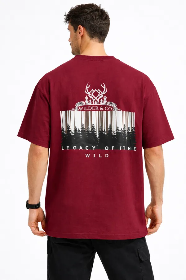 Maroon_Legacy_of_The_Wild_Printed_Cotton_T-Shirt_For_Men