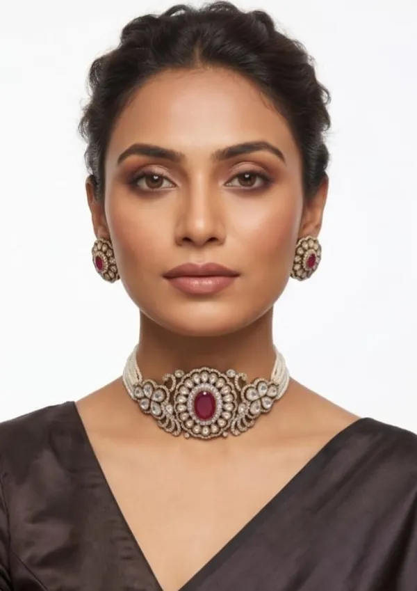 Gold_Kundan_Pearl_Ruby_Choker_Necklace_Set_for_Women