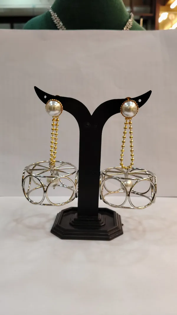 Gold-Tone_Pearl_Drop_Earrings_With_Cage_Design