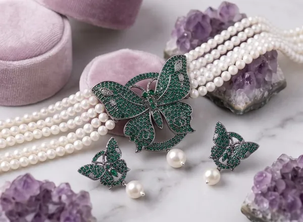 Green_Butterfly_Pearl_Studded_Earrings_and_Choker_Set