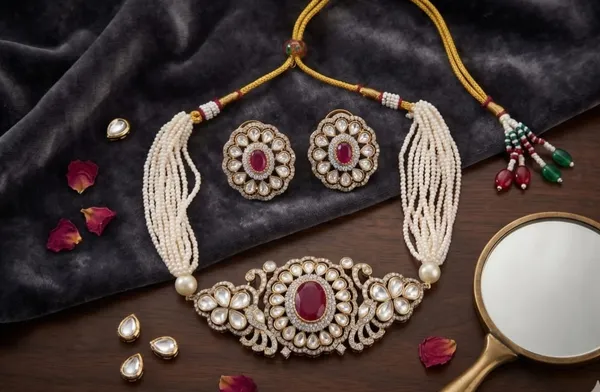 Gold_Kundan_Pearl_Ruby_Choker_Necklace_Set_for_Women