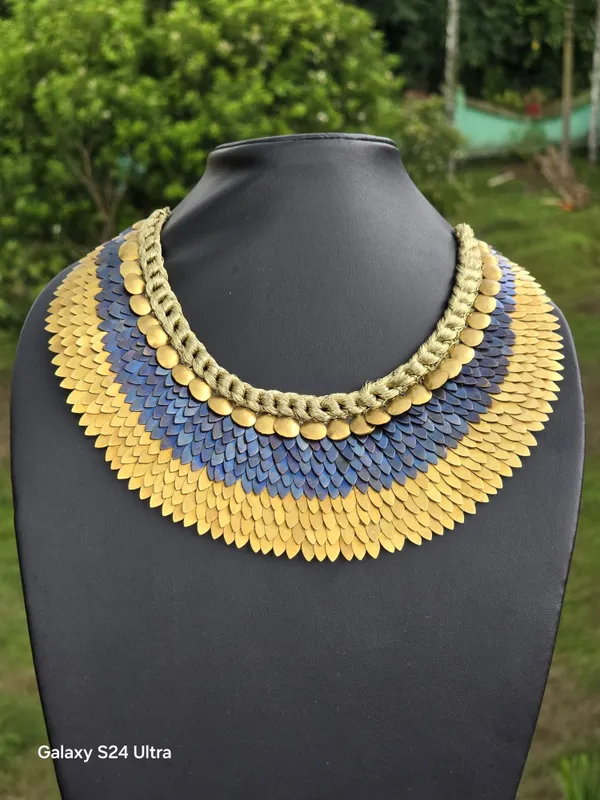 Ethnic_Multi-Layered_Statement_Necklace_Set_With_Blue_And_Gold_Disc_Design
