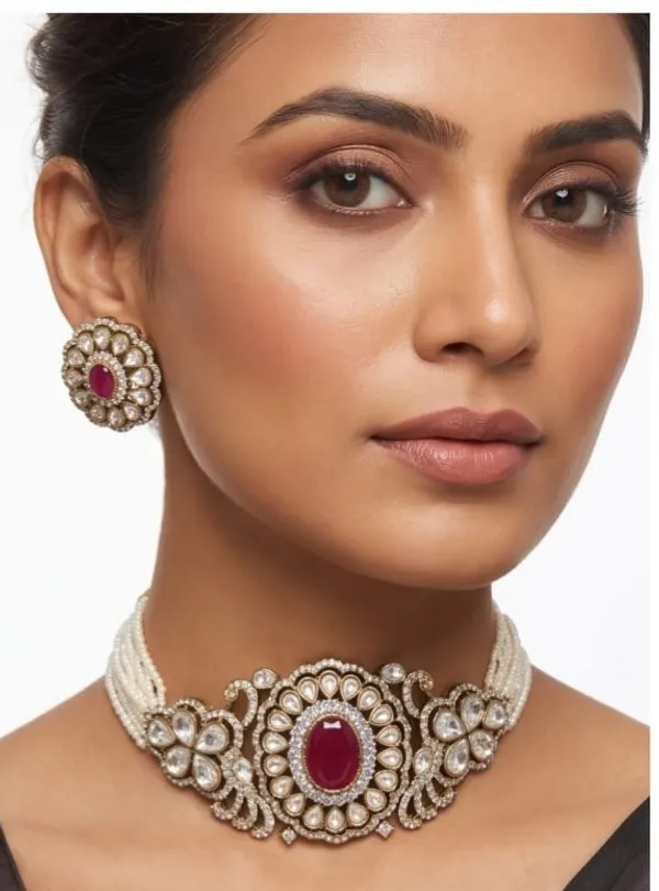 Gold_Kundan_Pearl_Ruby_Choker_Necklace_Set_for_Women
